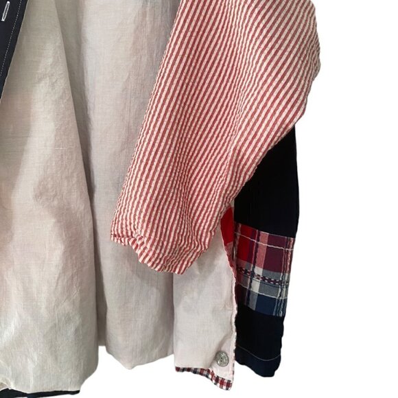 Romans Vintage American Flag Patriotic Quilt Patchwork Shacket Size Large - Picture 6 of 13